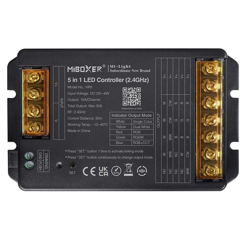 MiBoxer MiLight HR5 5 in 1 Led Output Dimmer Control Driver Controller 2.4GHz Max 30A 