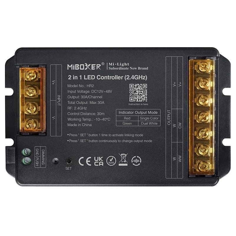 MiBoxer MiLight HR2 2 in 1 Led Output Max 30A Driver Controller 2.4GHz Dimmer Control 