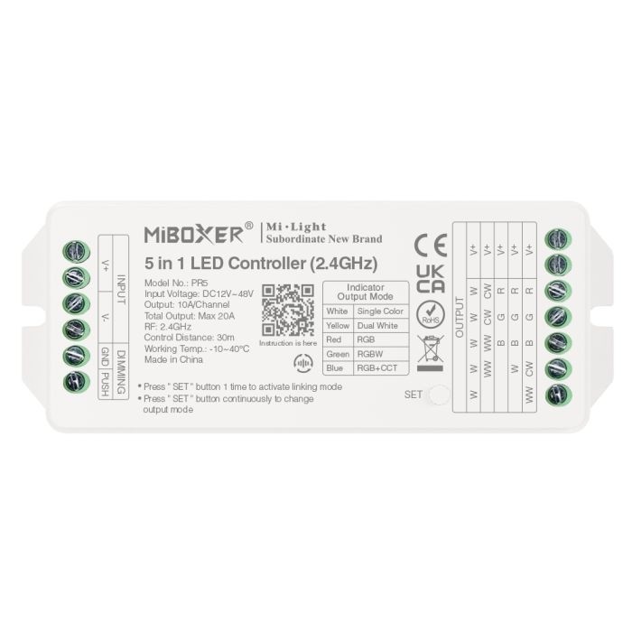 MiBoxer PR5 Milight 5 in 1 Controller 2.4GH Output Max 20A Led 