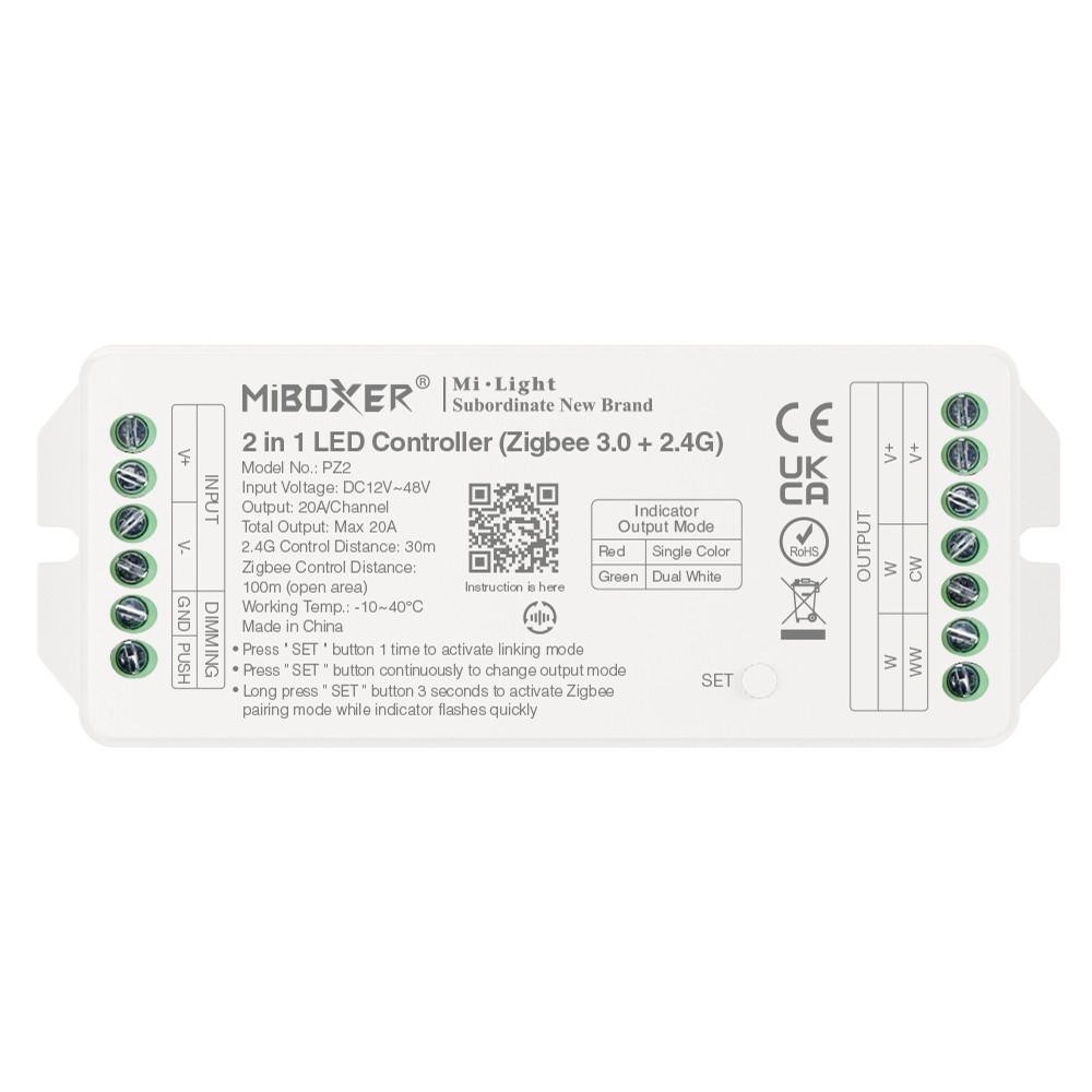 MiBoxer Milight PZ2 2 in 1 LED Controller (Zigbee 3.0 + 2.4G) Output Max 20A