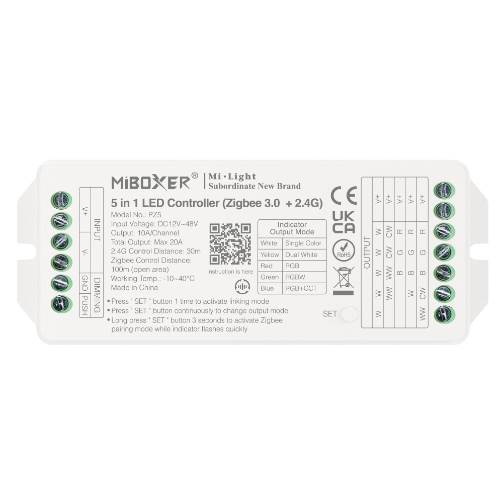 MiBoxer Milight PZ5 5 in 1 LED Controller (Zigbee 3.0 + 2.4G) Output Max 20A