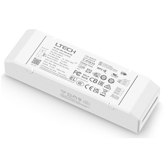 Ltech SE-20-100-700-W1M 20W NFC CC Dmx Controller Led Driver Control Dimmer Decoder 100-700mA