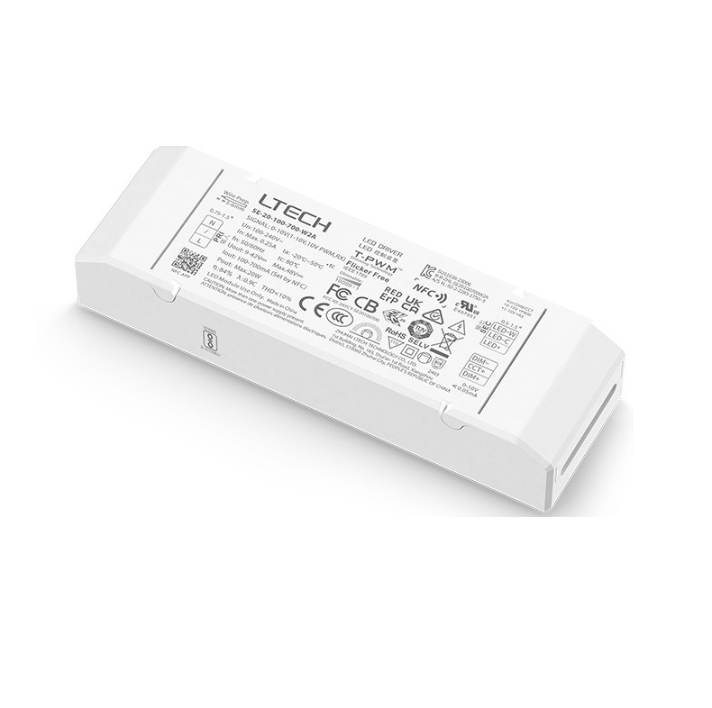 Ltech SE-20-100-700-W2A 20W NFC CC 0/1-10V Tunable White Led Driver Control Dimmer Decoder 100-700mA